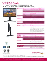 Preview for 2 page of ViewSonic VP2650WB - 26" LCD Monitor Specifications