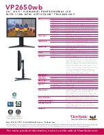 Предварительный просмотр 2 страницы ViewSonic VP2650WB - 26" LCD Monitor Specifications