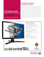 ViewSonic VP2765-LED Specification Sheet предпросмотр