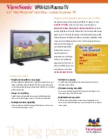 Preview for 1 page of ViewSonic VPW425 - 42" Plasma TV Specifications