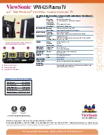 Preview for 2 page of ViewSonic VPW425 - 42" Plasma TV Specifications