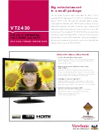 Предварительный просмотр 1 страницы ViewSonic VT2430 - 24" LCD TV Specifications