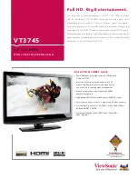 Предварительный просмотр 1 страницы ViewSonic VT3745 - 37" LCD TV Specifications