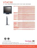 Preview for 2 page of ViewSonic VTA700 Specifications