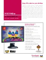Preview for 1 page of ViewSonic VX1940W - 19" LCD Monitor Specification Sheet
