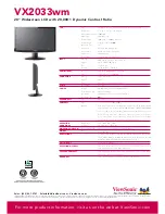 Предварительный просмотр 2 страницы ViewSonic VX2033WM - 20" LCD Monitor Specification