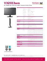 Preview for 2 page of ViewSonic VX2033wm Specifications