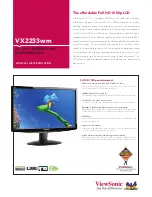 Предварительный просмотр 1 страницы ViewSonic VX2233WM - 22" LCD Monitor Specifications