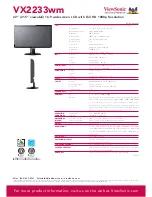 Предварительный просмотр 2 страницы ViewSonic VX2233WM - 22" LCD Monitor Specifications