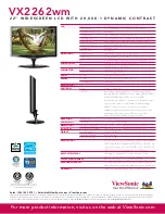 Preview for 2 page of ViewSonic VX2262WM - 22" LCD Monitor Specifications
