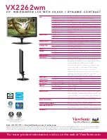 Предварительный просмотр 2 страницы ViewSonic VX2262WM - 22" LCD Monitor Specifications