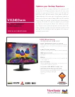 Предварительный просмотр 1 страницы ViewSonic VX2433WM - 23.6" LCD Monitor Specifications