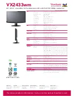 Preview for 2 page of ViewSonic VX2433WM - 23.6" LCD Monitor Specifications