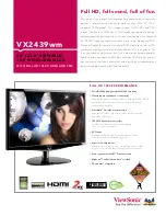 Предварительный просмотр 1 страницы ViewSonic VX2439wm Specifications