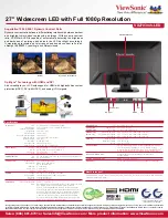 Предварительный просмотр 2 страницы ViewSonic VX2703mh-LED Brochure & Specs