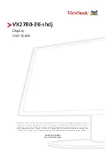 Preview for 1 page of ViewSonic VX2780-2K-shdj User Manual