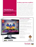 Предварительный просмотр 1 страницы ViewSonic VX2835WM - 28" LCD Monitor Specification Sheet