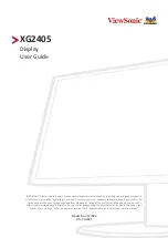 Предварительный просмотр 1 страницы ViewSonic XG2405 User Manual