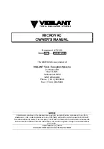 Предварительный просмотр 1 страницы Vigilant MICROVAC Owner'S Manual