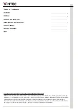 Preview for 2 page of Vintec VWD154SSA Series User Manual