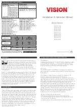 Preview for 1 page of Vision ZA1501IN-5 Installation & Operation Manual