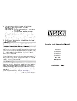 Предварительный просмотр 1 страницы Vision ZL 7431 IN Installation & Operation Manual