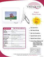 Preview for 1 page of VistaQuest 16:9TFT-LCD Specifications