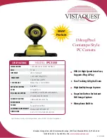 VistaQuest PC Camera PC130 Specification Sheet preview