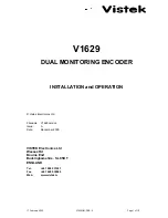 Предварительный просмотр 1 страницы VISTEK V1629 Installation And Operation Manual