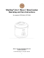 Preview for 1 page of VITACLAY VF7700-6 Operating And Care Instructions