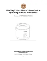 VITACLAY VF7700-6 Operating And Care Instructions предпросмотр