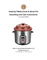 Preview for 1 page of VITACLAY VM7800 Operating And Care Instructions