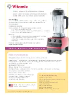 Предварительный просмотр 2 страницы Vitamix Total Nutrition Center Specifications