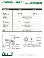 Предварительный просмотр 2 страницы Vitek VT-PIRB1 Specifications