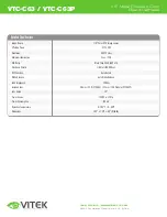 Preview for 2 page of Vitek VTC-C63 Specifications