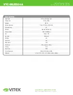 Preview for 2 page of Vitek VTC-IRLED24A Specifications