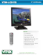 Vitek VTM-LCD172 Specifications предпросмотр