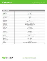 Preview for 2 page of Vitek VTM-PV22 Datasheet