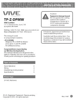 Vive TP-Z-DPMW Installation Manual preview