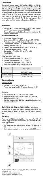 Предварительный просмотр 2 страницы Vivo Bil KNX User Manual