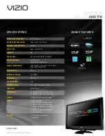 Vizio M220MV Specification Sheet preview