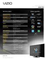 Preview for 1 page of Vizio XVT423SV Specification Sheet