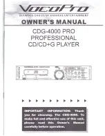 VocoPro CDG-4000 Pro Owner'S Manual preview