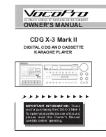 VocoPro CDG X-3 Mark II Owner'S Manual preview