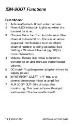 Предварительный просмотр 16 страницы VocoPro IEM-900R Owner'S Manual