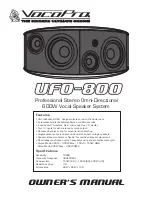 Предварительный просмотр 1 страницы VocoPro UFO-800 Owner'S Manual