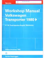 Предварительный просмотр 1 страницы Volkswagen Transporter 1980 Workshop Manual