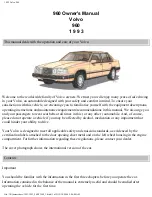 Preview for 1 page of Volvo 1993 960 Owner'S Manual