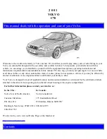 Предварительный просмотр 1 страницы Volvo 2001 C70 Operation And Care Manual