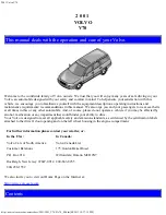 Volvo 2001 V70 Operation And Care Manual предпросмотр